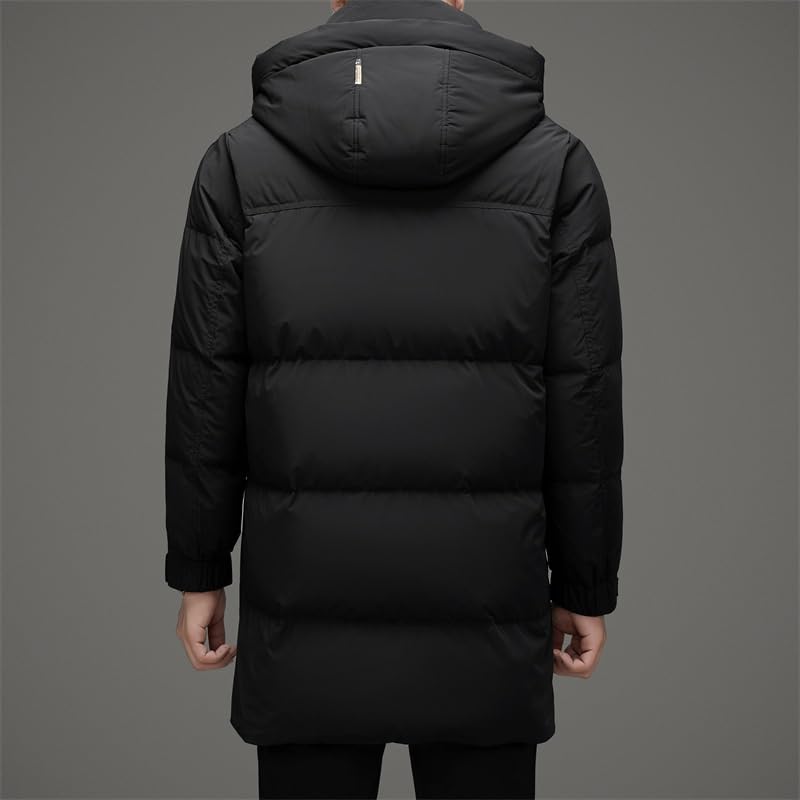 Mens Youth Hooded Down Jacket Winter Thickened Warm Solid Color Fashion Puffer Jackets Coat - Image 3