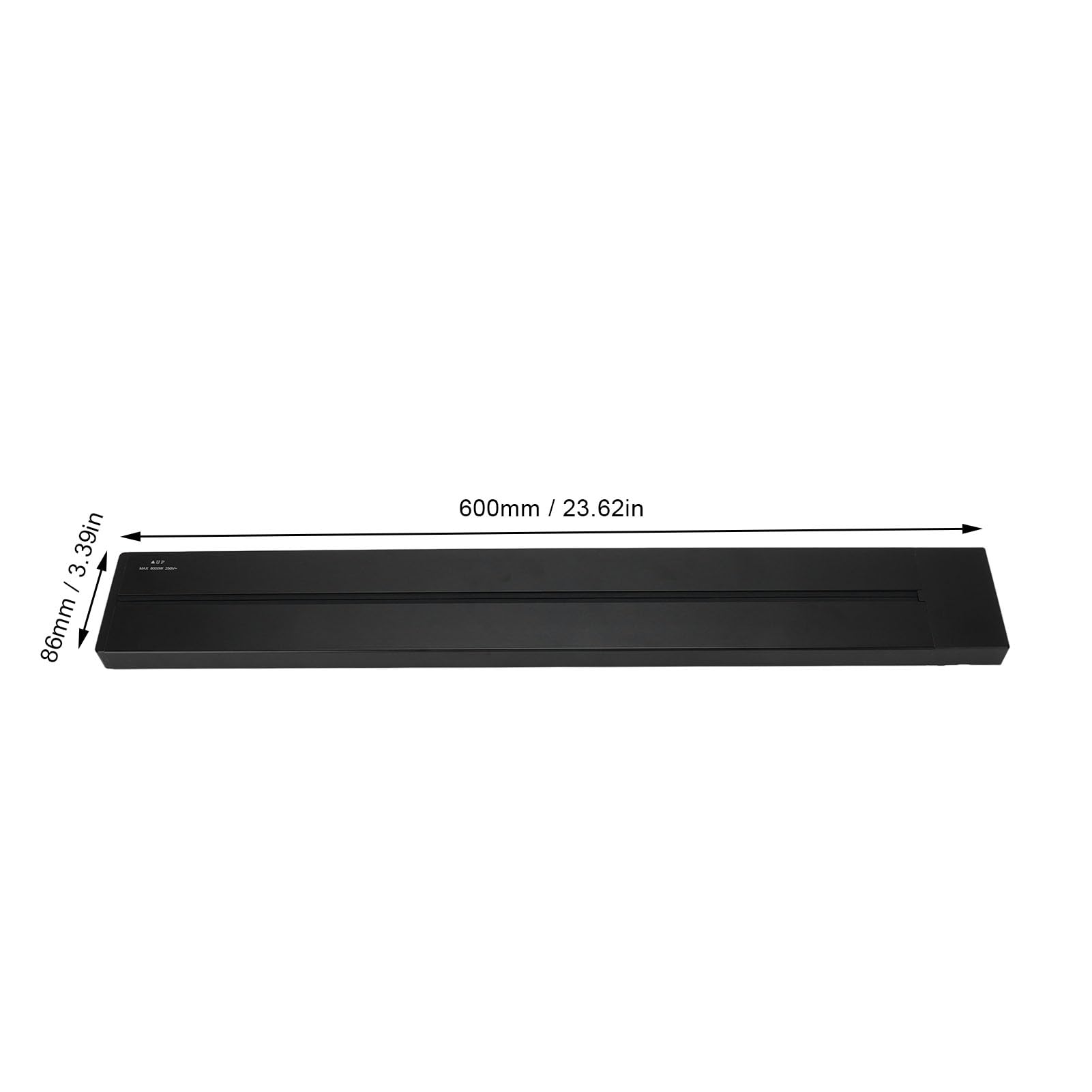 Pssopp Nowoczesna Listwa Zasilająca ścienna RAIL Base ze Stopu Aluminium o Mocy 8000 W do Sal Konferencyjnych i Lekcyjnych (2 gniazda uniwersalne 13A 3250W + 1 złącze USB)