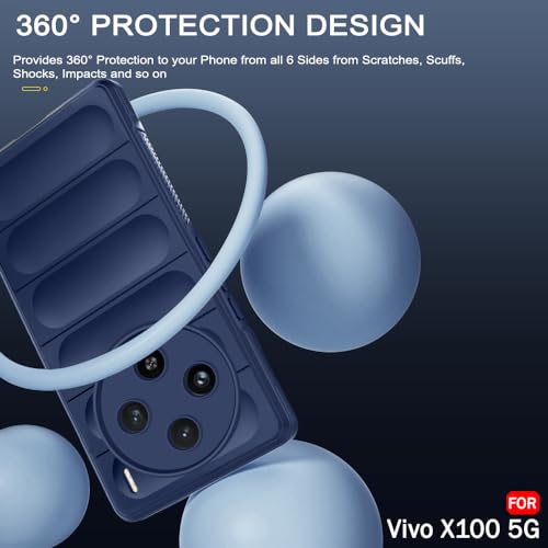 Image of TheGiftKart Liquid Silicon Back Cover Case for Vivo X100 5G | Shockproof Military Grade Protection | Micro-Fibre Cloth On Inner Side | Built-in Anti-Slip Grip Vivo X100 5G Back Cover (TPU, Blue)