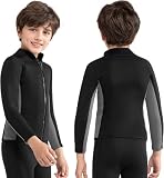 Intbost Neoprenanzug Jacke für Kinder 3mm Neoprenanzug Top Langarm, Frontreißverschluss Warmhalten Neoprenoberteil für Tauchen Surfen Schnorcheln Schwimmen Wassersport Alter: 4-6 Jahre
