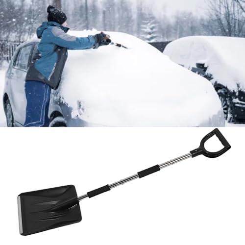 Eujgoov Extendable Car Snow Shovel, Stainless Steel Lightweight Removal Shovel for Efficient Snow Clearing, Portable Tool for Vehicle in Snowy Conditions (Silver White)