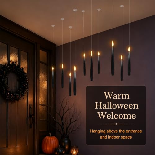 Image of 24 Floating Flameless Candles with Wands, Halloween Hanging Decor
