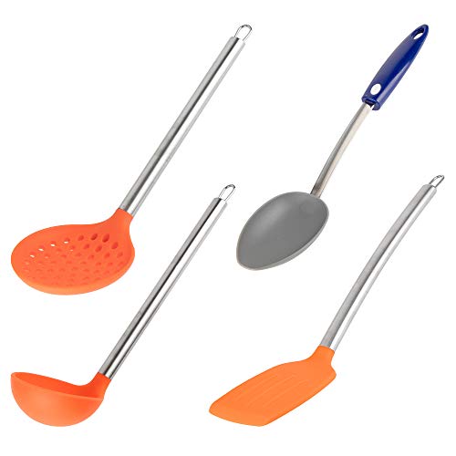 HAHF Silicone Cooking Utensil Set, 4Pcs Nylon Kitchen Utensils Set, Heat Resistant Kitchen Non-Stick Gadgets Cookware - Kitchenware Gift Idea, Best New Apartment Essentials