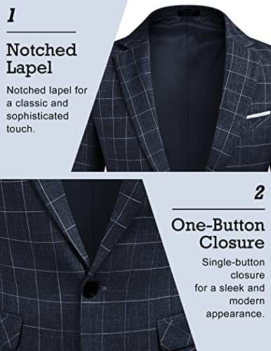 COOFANDY Mens Plaid Sport Coat One Button Regular Fit Blazer Premium Suit Jacket4