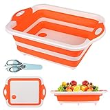 tabla fregadero betterware 【Material Seguro y Duradero】SKYSER tabla de cortar plegable está hecha de plástico de primera calidad para alimentos y silicona (PP + TPR), sin BPA, inodoro, Antiincrustante, duradera y no fácilmente deformable. Seguro para tu comida y tu familia. Es un regalo perfecto para vacaciones, cumpleaños, bodas, aniversarios, fiestas de inauguración y el día de la madre.
