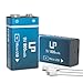 LP 9V Rechargeable Battery Pack, 2-Pack 600mAh Li-ion 9 Volt USB Battery with Micro USB Charging Port for Alarms, Wireless Microphones, Smoke Detectors, Toys, Flashlights, Guitar, Keyboard & More