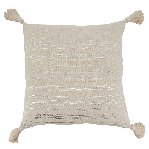 SARO LIFESTYLE Thea Collection Poly-Filled Shimmer Line Design Throw Pillow, 22", Natural by SARO LIFESTYLE - Used condition - US$37.63
