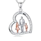Flpruy Collar de amor familiar S925 de plata de ley 925, colgante de corazón 'I love you forever', regalo significativo para mamá, papá, mujeres y niños para el día de la madre, día del padre