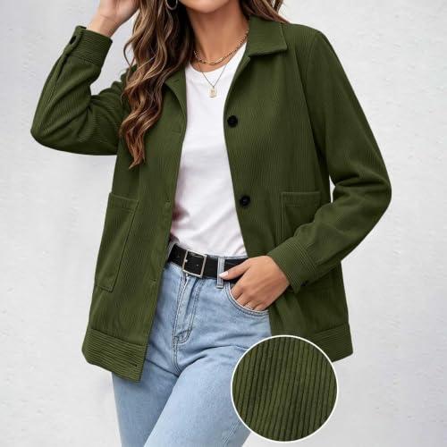 Gumipy Womens Corduroy Jacket Button Up Casual Collared Shirt Cropped Coats - image 4