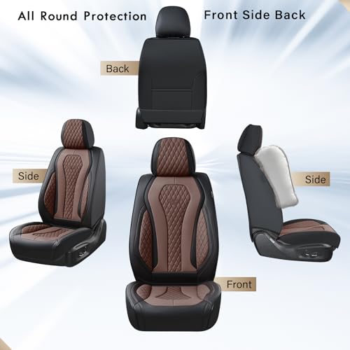 Image of Coverado Car Seat Covers, Seat Covers Front Seats, Coffee Car Seat Cover, Waterproof Car Seat Covers, Car Seat Cushion, Front Leather Seat Protector Fit for Most Cars