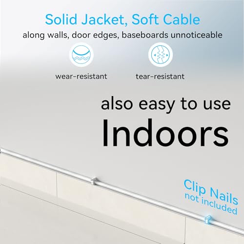 Cat6a Ethernet Cable Slim 100ft Outdoor & Indoor, 28AWG Pure Copper Cat6 Internet Cable for Waterproof & Direct Burial, Flexible Cat6 Ethernet Cable 10G 550MHZ, Cat 6 Network cable for Indoor White