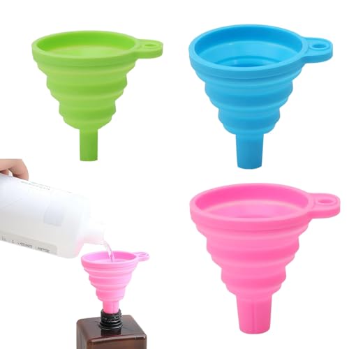 COYUN Juego de 3 Embudos Plegables de Silicona, Utensilios de Cocina para Cocinar, Tamaño Pequeño y Grande en Colores del Arco Iris