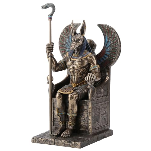 Estatua de Anubis sentado en trono 10.62 in miniatura 1
