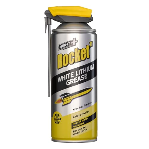 Rocket TT White Lithium Grease 400ml Non-Drip Heat & Water Resistant Anti-Corrosion Lubricant for Hinges Gears Metal & Plastic Applications