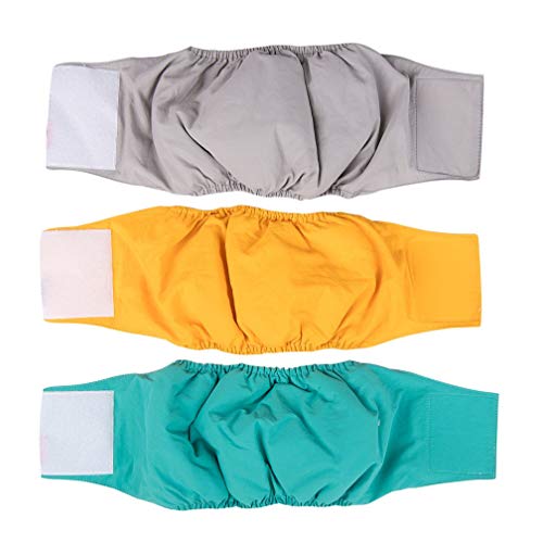 Amaliy Waschbare Hundewindeln (3-er Packung) - Männliche Hund Windeln Hunde Bauchband (M(Taille: 42-50cm)) Cover