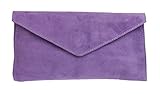 Girly Handbags Mujer Cuero de Gamuza Envelope Clutch Pulsera Piel Auténtica Rígido Bolso bandolera Violeta