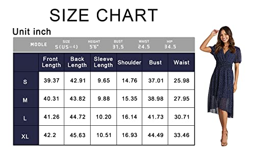 Prettygarden Women'S Floral Wrap V-Neck Midi Dress Short Sleeve Boho Summer Beach Long Dress High Low Hem Smocked Dresses thumb #5