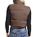 Century Star Brown Puffer Vest Women Girls - Cropped Fall Winter Outerwear Puffy 2025 Quilted Top Jacket Coat Gilet Sleeveless Zip Large