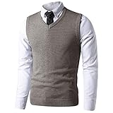LTIFONE Sweater Vest for Men，Business Slim Fit Mens Sweater V Neck，Big and Tall Pullover Sleeveles