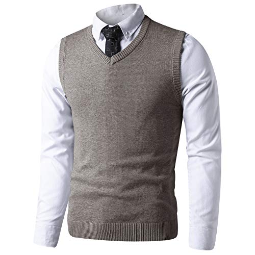 Ltifone Sweater Vest For Men，Business Slim Fit Mens Sweater V Neck，Big And Tall Pullover Sleeveless Sweaters(Coffee,Xxl) #TOP3