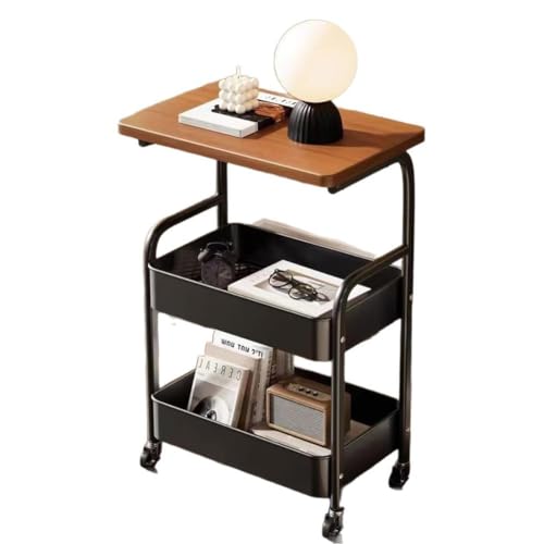 Image of Snack Cart with Wheels, Rolling Kitchen Cart, 3-Tier Metal Rolling Utility Cart, Storage Cart, Lockable Wheels, Movable Storage Organizer Trolley for Kitchen, Office, Bedroom, Living Room