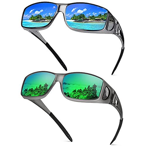 URUMQI Sunglasses Fit Over Glasses, Polarized 100% UV Protection Wrap-around Sunglasses for Men & Women Driving