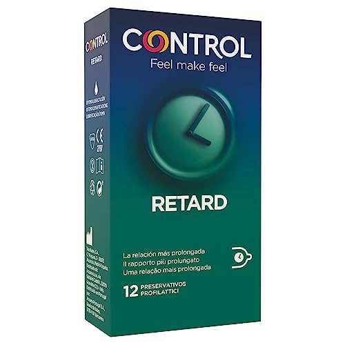Control Preservativos Non Stop Retard - Caja de condones, efecto retardante, perfecta adaptabilidad, sexo seguro, 12 unidades