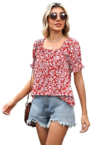 Image of WIHOLL Womens Short Sleeve Square Neck Summer Tops Dressy Casual Blouses Trendy Clothes 2026