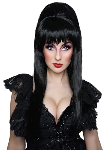ALLAURA Vampire Wig Mistress of the Dark Black Wig Black Beehive Wig for Witches Vampires & Halloween Queens | Compatible with Elvira Mistress of the Dark