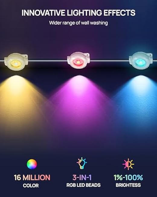 VCOKEN Permanent Outdoor Lights, 111ft with Smart 72 LED Eaves Light with App Control Remote, DIY Scene Modes IP65 Waterproof Outdoor Lights for Christmas and Holiday Decor, House Roof and Garden