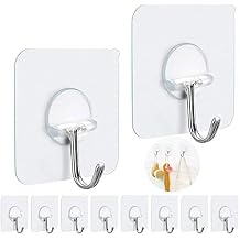 FOTYRIG Adhesive Hooks Heavy Duty, 15lbMax 180 Degree Rotating Wall Sticky Hooks for Hanging Wall Hangers Without Nails Seamless Stick on Bathroom Kitchen Office Outdoors-10 Packs