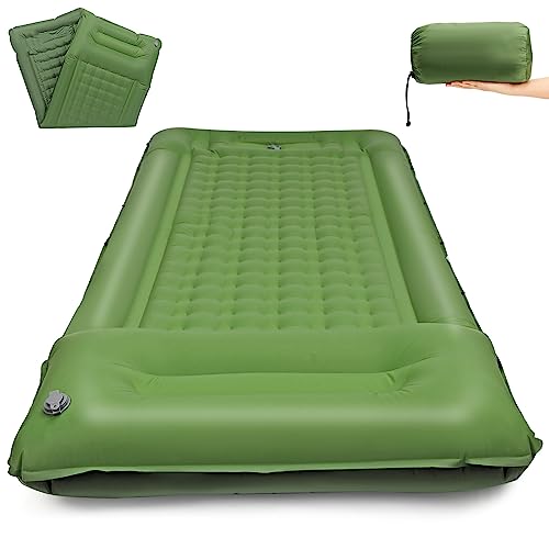 Glovios Colchoneta Camping Autoinflable, Portátil Esterilla Con Bomba de Pie, Ultraligera Inflable Para Exteriores Senderismo, Verde
