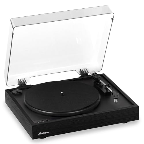 Tourne-disque vinyle de précision Electrohome Montrose avec stylet Audio-Technica et socle bois