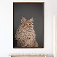 Framed Canvas Wall Art Cat Animals Cat Chic Multicolor Photography Urban - 16x24 inches