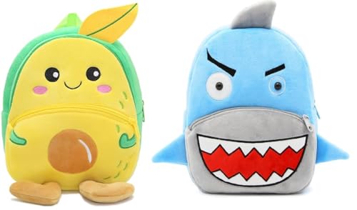 Image of blue tree Cute Boy's and Girl's Plush Bag Medium Quality Full Embroidery Designs Mini Travel Backpack Mango (Mango-shark)