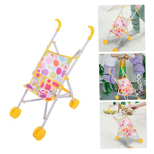 CORHAD Kleiner Puppenwagen aus Kunststoff Kinderwagen für Mädchen Dekorativer Puppenwagen für Rollenspiele und Puppenhaus für Ab Jahren – Bild 4
