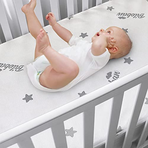 Crib Mattress Topper Memory Foam 2-Inch Fit Standard Crib / Toddler Bed Mattress With Removable Bamboo Crib Mattress Pad Topper Cover Protector Machine Wash & Non-Slip | 52“X 27“ #TOP5