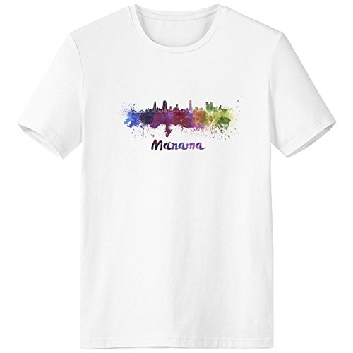 T-shirt Manama Bahrain aquarelle en coton blanc pour homme