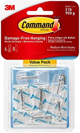 Command Medium Wire Toggle Hooks, Damage Free Hanging Wall Hooks with Adhesive Strips, No Tools Wall Hooks for Hanging Organizational Items in Living Spaces, 6 Clear Hooks and 8 Command Strips