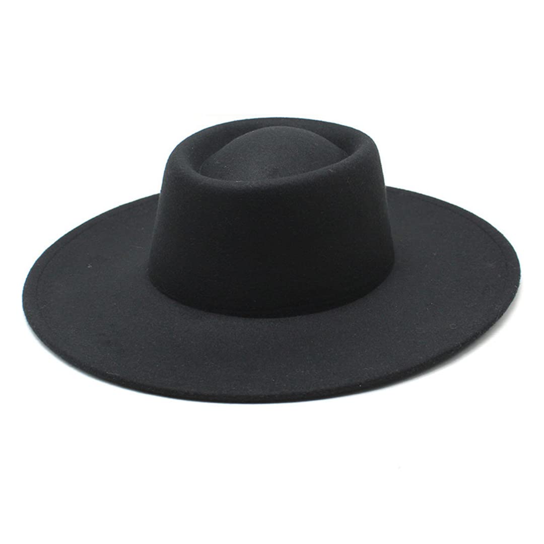 Klasyczny brytyjski styl 9,5 cm duży szeroki rondo kapelusz fedora dla kobiet jesień zima filcowe kapelusze kościelne