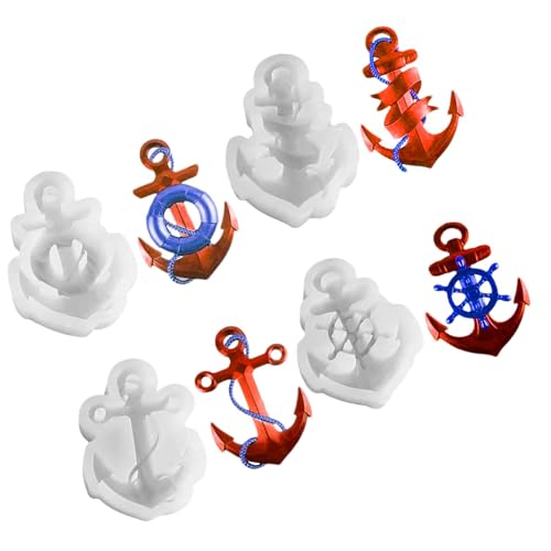 Ankerförmige Silikonform, Ankerform | 4 Stück Semi- -Gipsformen | Ornamentform, Harzgussform, Gipsform für Heimkunstdekoration und -Bastelprojekte