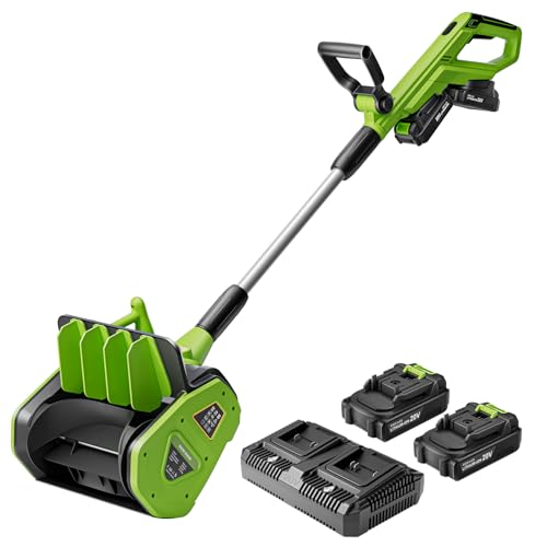 Tolsprint 13.2-Inch 40V Cordless Electric Snow Shovel - 21ft Throwing Distance, Directional Plate, Snow Blower for Driveway, Sidewalk, Walkway, Deck & Patio (2 * 20V Battery & Dual Quick Charger)
