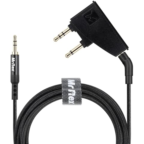 Mr Rex 2.5mm to 3.5mm Nylon Braided Headphone Cable + Dual 3.5mm Male to 3.5mm Female Airplane Headphone Adapter Set for Air Flight (Style 2) Cover