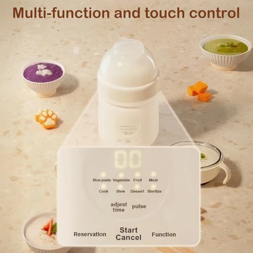 Multifunktionaler Babybrei Zubereiter, 4 in 1 Dampfgaren Mixen Aufwärmen Erwärmen aus 316 Edelstahl zur schnellen und gesunden Babybrei Zubereiter für Zuhause und Reisen 350 ml Fassungsvermögen