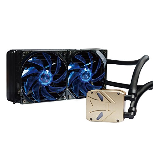 LESHP Refroidisseur d'unité Centrale avec la Tête de Refroidissement de l'eau Tout en Métal Double Drainage et Double Haut 15 Set LEDS et CPU Cooler de PWM pour Intel / AMD, Support Multiples Douilles