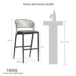 PURPLE LEAF Outdoor Barhocker 2er-Set Grau