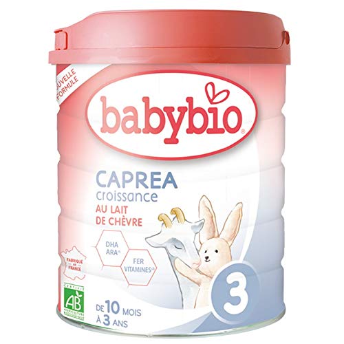 Babybio CAPREA 3 Croissance - 3ème âge dès 10 Mois - 800g - BIO Fabriqué en France & Lait de Chèvre - Formule PREMIUM : DHA/ARA