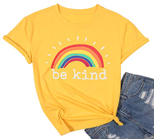 Be Kind Tshirts for Women Rainbow Graphic Short Sleeve Inspirational Shirt Funny Casual Tee Shirts Light Purple2