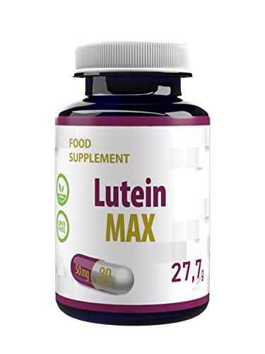 Luteína Ocular 50mg 90 Cápsulas Veganas, Probado en Laboratorio, suplemento de alta resistencia, sin gluten sin OGM
