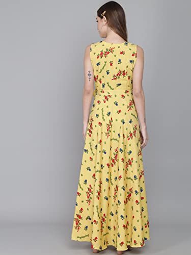Image of Rudraaksha Women's Printed Maxi Dress Sleeveless Fit & Flare Long Dress || Western Dress for Women || Stylish Maxi Dress Dress || Summer Dress || Boho Printed Dress for Women